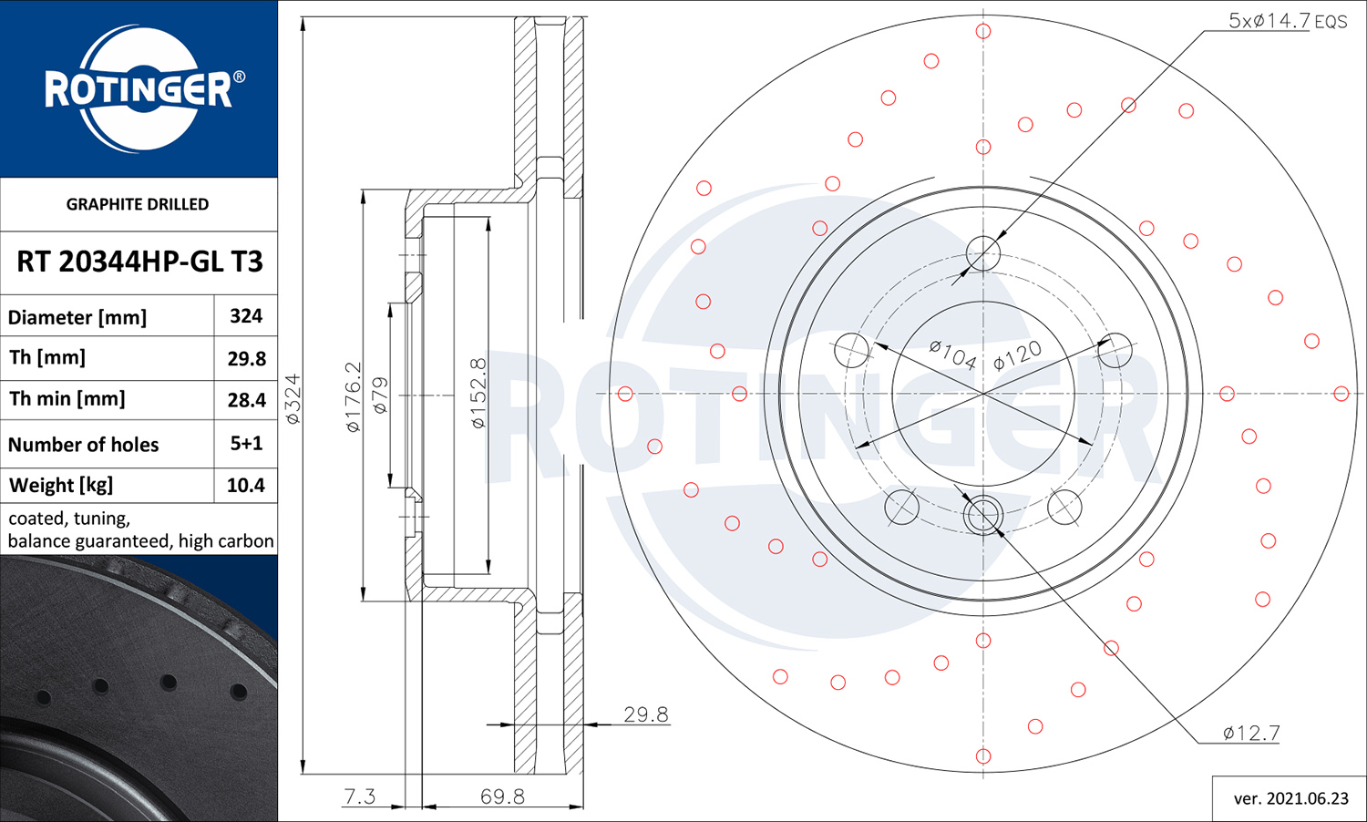 ROTINGER RT20344HP-GLT3_ROT Féktárcsa, mind